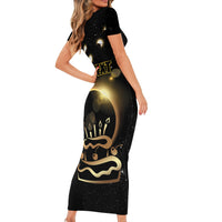 Personalized Total Solar Eclipse 2024 Family Matching Short Sleeve Bodycon Dress and Hawaiian Shirt My Birthday Present From The Universe - Wonder Print Shop