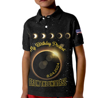 Personalized Total Solar Eclipse 2024 Kid Polo Shirt My Birthday Present From The Universe - Wonder Print Shop