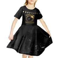 Personalized Total Solar Eclipse 2024 Kid Short Sleeve Dress My Birthday Present From The Universe - Wonder Print Shop