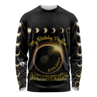 Personalized Total Solar Eclipse 2024 Long Sleeve Shirt My Birthday Present From The Universe - Wonder Print Shop