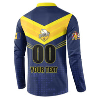 Custom Barbados Rugby Button Sweatshirt Team Barbados Trident Go Champions