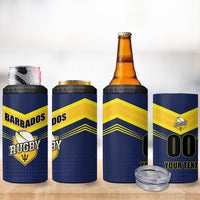Custom Barbados Rugby 4 in 1 Can Cooler Tumbler Team Barbados Trident Go Champions