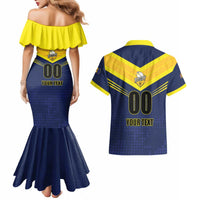 Custom Barbados Rugby Couples Matching Mermaid Dress and Hawaiian Shirt Team Barbados Trident Go Champions