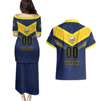 Custom Barbados Rugby Couples Matching Puletasi and Hawaiian Shirt Team Barbados Trident Go Champions