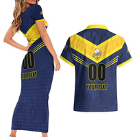 Custom Barbados Rugby Couples Matching Short Sleeve Bodycon Dress and Hawaiian Shirt Team Barbados Trident Go Champions
