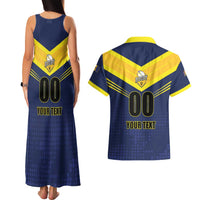 Custom Barbados Rugby Couples Matching Tank Maxi Dress and Hawaiian Shirt Team Barbados Trident Go Champions