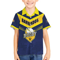 Custom Barbados Rugby Family Matching Long Sleeve Bodycon Dress and Hawaiian Shirt Team Barbados Trident Go Champions