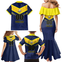 Custom Barbados Rugby Family Matching Mermaid Dress and Hawaiian Shirt Team Barbados Trident Go Champions
