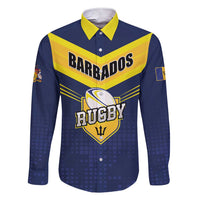 Custom Barbados Rugby Family Matching Short Sleeve Bodycon Dress and Hawaiian Shirt Team Barbados Trident Go Champions
