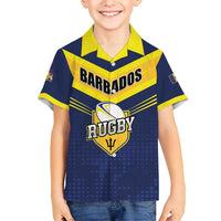 Custom Barbados Rugby Family Matching Short Sleeve Bodycon Dress and Hawaiian Shirt Team Barbados Trident Go Champions