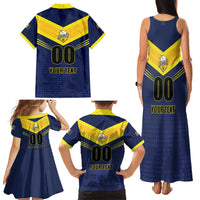 Custom Barbados Rugby Family Matching Tank Maxi Dress and Hawaiian Shirt Team Barbados Trident Go Champions