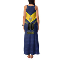 Custom Barbados Rugby Family Matching Tank Maxi Dress and Hawaiian Shirt Team Barbados Trident Go Champions