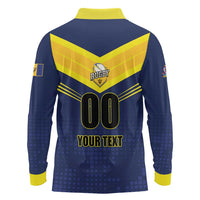 Custom Barbados Rugby Long Sleeve Polo Shirt Team Barbados Trident Go Champions