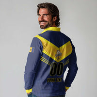 Custom Barbados Rugby Long Sleeve Polo Shirt Team Barbados Trident Go Champions