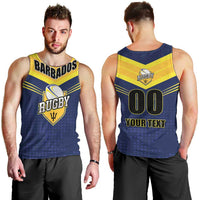 Custom Barbados Rugby Men Tank Top Team Barbados Trident Go Champions