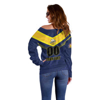 Custom Barbados Rugby Off Shoulder Sweater Team Barbados Trident Go Champions