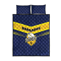 Barbados Rugby Quilt Bed Set Team Barbados Trident Go Champions