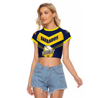 Custom Barbados Rugby Raglan Cropped T Shirt Team Barbados Trident Go Champions