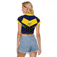 Custom Barbados Rugby Raglan Cropped T Shirt Team Barbados Trident Go Champions