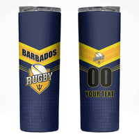 Custom Barbados Rugby Skinny Tumbler Team Barbados Trident Go Champions