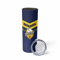 Custom Barbados Rugby Skinny Tumbler Team Barbados Trident Go Champions