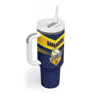 Custom Barbados Rugby Tumbler With Handle Team Barbados Trident Go Champions