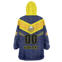 Custom Barbados Rugby Wearable Blanket Hoodie Team Barbados Trident Go Champions