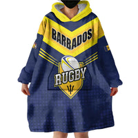 Custom Barbados Rugby Wearable Blanket Hoodie Team Barbados Trident Go Champions