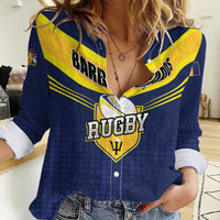 Custom Barbados Rugby Women Casual Shirt Team Barbados Trident Go Champions
