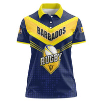 Custom Barbados Rugby Women Polo Shirt Team Barbados Trident Go Champions