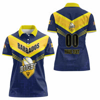 Custom Barbados Rugby Women Polo Shirt Team Barbados Trident Go Champions