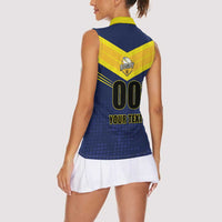 Custom Barbados Rugby Women Sleeveless Polo Shirt Team Barbados Trident Go Champions