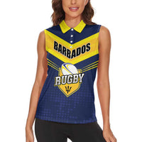 Custom Barbados Rugby Women Sleeveless Polo Shirt Team Barbados Trident Go Champions