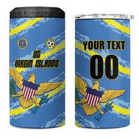 Custom US Virgin Islands Soccer 4 in 1 Can Cooler Tumbler Team Dashing Eagles Come On