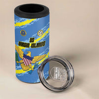 Custom US Virgin Islands Soccer 4 in 1 Can Cooler Tumbler Team Dashing Eagles Come On