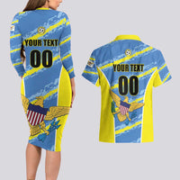 Custom US Virgin Islands Soccer Couples Matching Long Sleeve Bodycon Dress and Hawaiian Shirt Team Dashing Eagles Come On