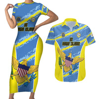 Custom US Virgin Islands Soccer Couples Matching Short Sleeve Bodycon Dress and Hawaiian Shirt Team Dashing Eagles Come On