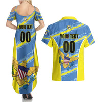 Custom US Virgin Islands Soccer Couples Matching Summer Maxi Dress and Hawaiian Shirt Team Dashing Eagles Come On