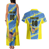 Custom US Virgin Islands Soccer Couples Matching Tank Maxi Dress and Hawaiian Shirt Team Dashing Eagles Come On