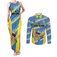 Custom US Virgin Islands Soccer Couples Matching Tank Maxi Dress and Long Sleeve Button Shirt Team Dashing Eagles Come On