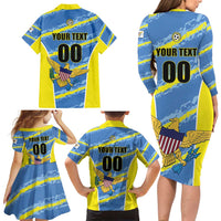 Custom US Virgin Islands Soccer Family Matching Long Sleeve Bodycon Dress and Hawaiian Shirt Team Dashing Eagles Come On