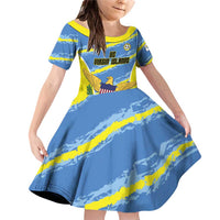 Custom US Virgin Islands Soccer Family Matching Off Shoulder Short Dress and Hawaiian Shirt Team Dashing Eagles Come On