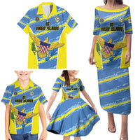 Custom US Virgin Islands Soccer Family Matching Puletasi and Hawaiian Shirt Team Dashing Eagles Come On