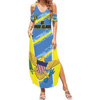 Custom US Virgin Islands Soccer Family Matching Summer Maxi Dress and Hawaiian Shirt Team Dashing Eagles Come On