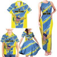 Custom US Virgin Islands Soccer Family Matching Tank Maxi Dress and Hawaiian Shirt Team Dashing Eagles Come On