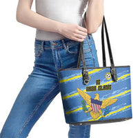 US Virgin Islands Soccer Leather Tote Bag Team Dashing Eagles Come On