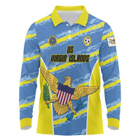 Custom US Virgin Islands Soccer Long Sleeve Polo Shirt Team Dashing Eagles Come On