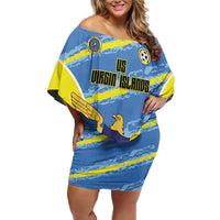 Custom US Virgin Islands Soccer Off Shoulder Short Dress Team Dashing Eagles Come On