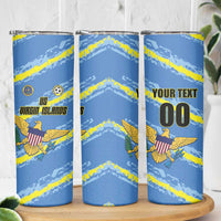Custom US Virgin Islands Soccer Skinny Tumbler Team Dashing Eagles Come On