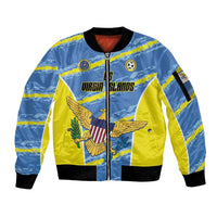 Custom US Virgin Islands Soccer Sleeve Zip Bomber Jacket Team Dashing Eagles Come On